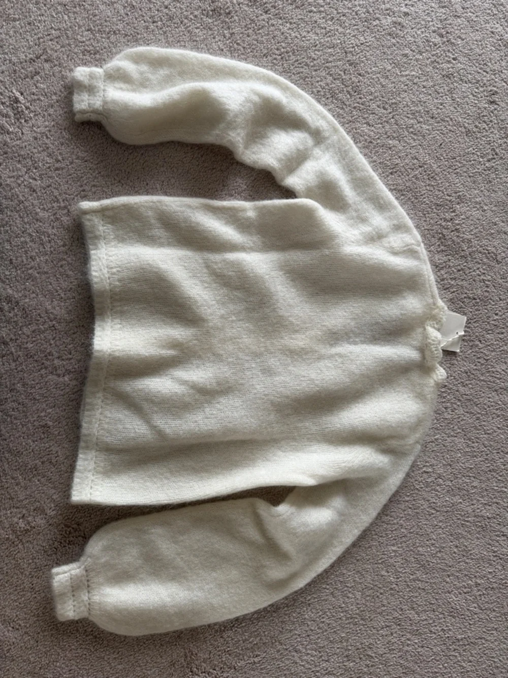 Sezane Cream Eyelet-Detail Mohair Blend Cardigan - Picture 6 of 9